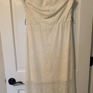 Ivory Lace Strapless Maxi Dress